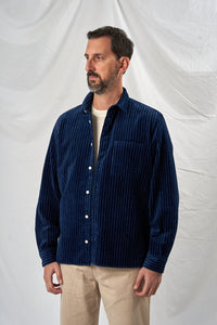 CALI discharged indigo print corduroy 4202