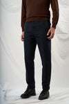 ALVISE hemp cotton wool HERRINGBONE navy 4210